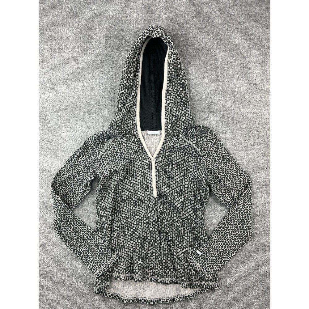 Columbia Sportswear Hooded‎ Sweater Women's Large Black White Henley Cotton